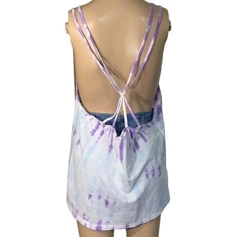 Southern Spirit Womens Strappy Tank Top Tie Dye Maybe Next Year Purple Large